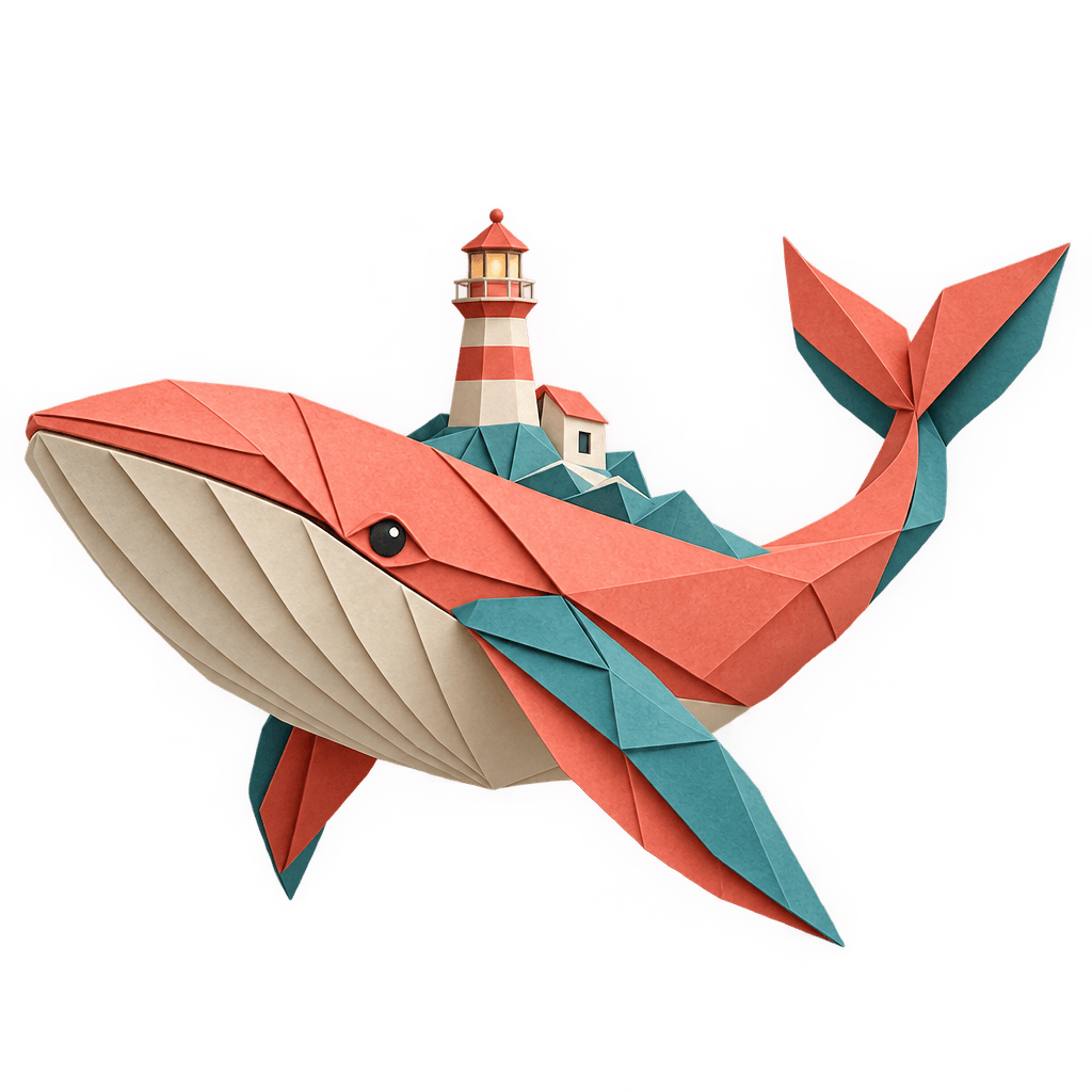 Floating paper-craft whale